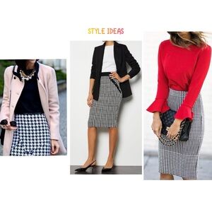Black and White Houndstooth Pencil Skirt